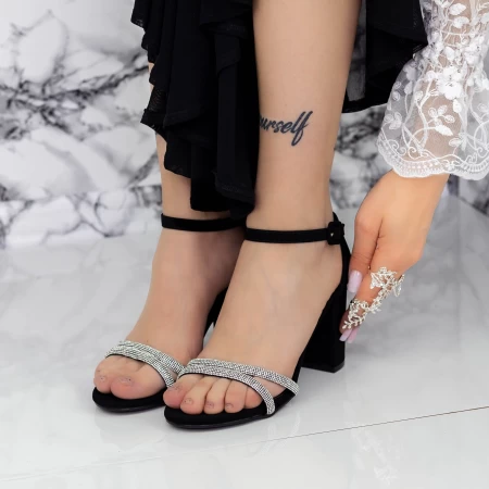 Sandale Dama cu Toc gros 2XKK31 Negru » meishop.life
