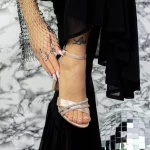 Sandale Dama cu Toc gros 2YXD73 Champagne » meishop.life