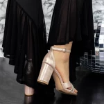 Sandale Dama cu Toc gros 2YXD73 Champagne » meishop.life