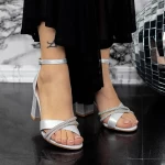 Sandale Dama cu Toc gros 2YXD73 Argintiu » meishop.life