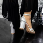 Sandale Dama cu Toc gros 2YXD73 Argintiu » meishop.life