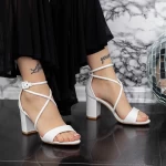 Sandale Dama cu Toc gros 2YXD75 Alb » meishop.life
