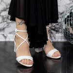 Sandale Dama cu Toc gros 2YXD75 Alb » meishop.life