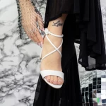 Sandale Dama cu Toc gros 2YXD75 Alb » meishop.life
