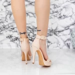 Sandale Dama cu Toc subtire si Platforma 3XKK2 Bej » meishop.life