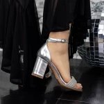 Sandale Dama cu Toc gros 2XKK30 Argintiu » meishop.life