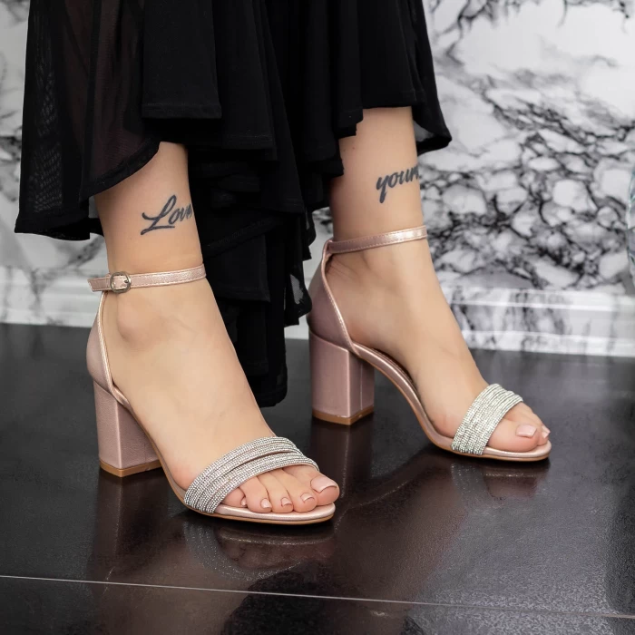 Sandale Dama cu Toc gros 2XKK30 Champagne » meishop.life