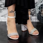 Sandale Dama cu Toc gros 2XKK30 Alb » meishop.life