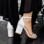 Sandale Dama cu Toc gros 2XKK30 Alb » meishop.life