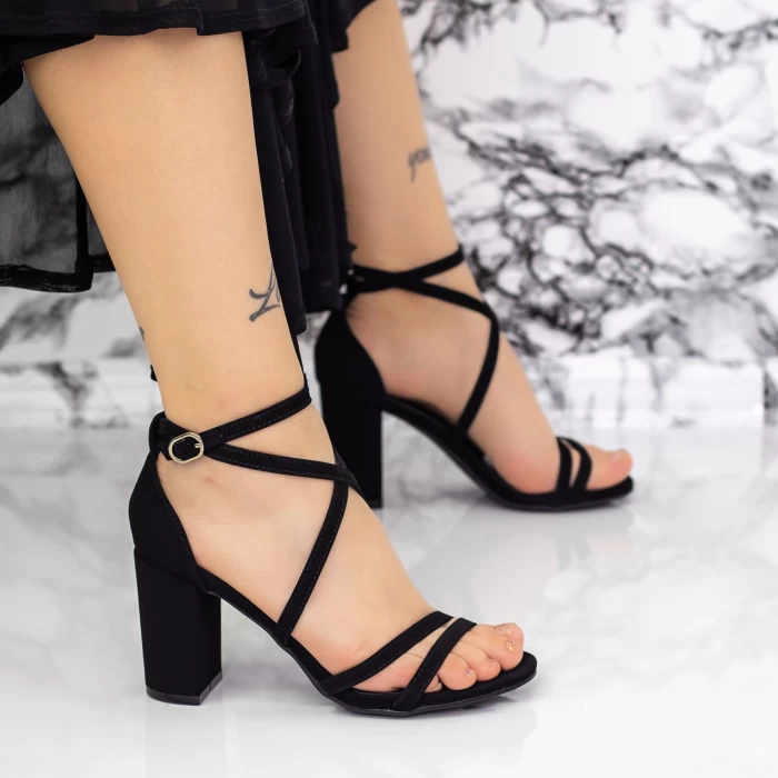 Sandale Dama cu Toc gros 2XKK35 Negru » meishop.life
