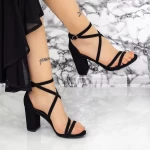 Sandale Dama cu Toc gros 2XKK35 Negru » meishop.life