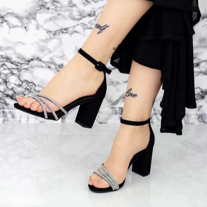 Sandale Dama cu Toc gros 2XKK28 Negru » meishop.life