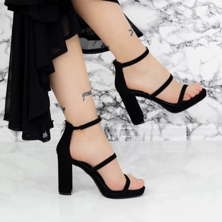Sandale Dama cu Toc gros 2XKK37 Negru » meishop.life