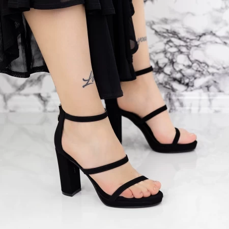 Sandale Dama cu Toc gros 2XKK37 Negru » meishop.life