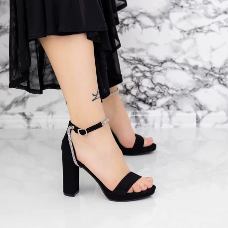 Sandale Dama cu Toc gros 2XKK57 Negru » meishop.life