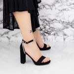 Sandale Dama cu Toc gros 2XKK57 Negru » meishop.life