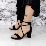 Sandale Dama cu Toc gros 2YXD75 Negru » meishop.life