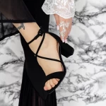 Sandale Dama cu Toc gros 2YXD75 Negru » meishop.life