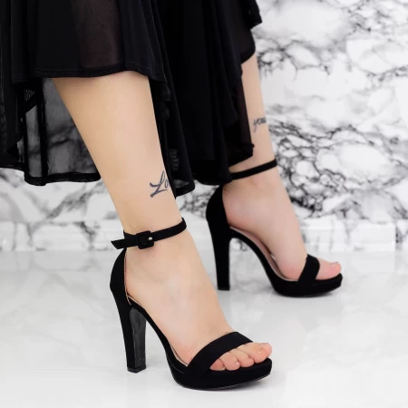 Sandale Dama cu Toc gros si Platforma 2BD27 Negru » meishop.life