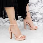 Sandale Dama cu Toc gros si Platforma 2BD27 Bej » meishop.life