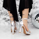 Sandale Dama cu Toc gros si Platforma 2BD27 Argintiu » meishop.life