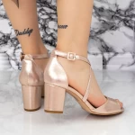 Sandale Dama cu Toc gros 2RG25 Champagne » meishop.life