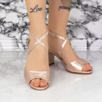 Sandale Dama cu Toc gros 2RG25 Champagne » meishop.life
