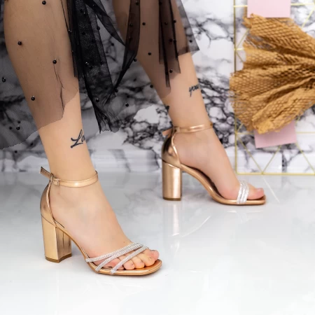 Sandale Dama cu Toc gros 2RG18 Champagne » meishop.life