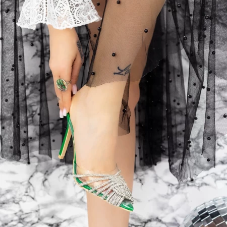 Sandale Dama cu Toc subtire JY-32 Verde » meishop.life
