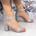 Sandale Dama cu Toc gros 2XKK230 Argintiu » meishop.life