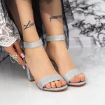 Sandale Dama cu Toc gros 2XKK230 Argintiu » meishop.life