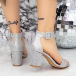 Sandale Dama cu Toc gros 2XKK230 Argintiu » meishop.life