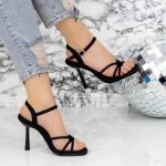 Sandale Dama cu Toc subtire 23181-4 Negru » meishop.life