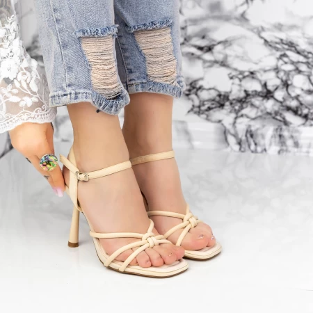 Sandale Dama cu Toc subtire 23181-4 Bej » meishop.life
