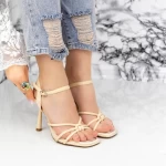 Sandale Dama cu Toc subtire 23181-4 Bej » meishop.life