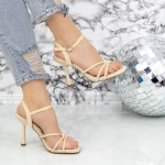 Sandale Dama cu Toc subtire 23181-4 Bej » meishop.life