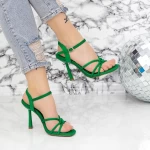 Sandale Dama cu Toc subtire 23181-4 Verde » meishop.life