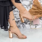 Sandale Dama cu Toc gros 2RG11 Champagne » meishop.life