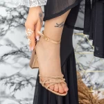 Sandale Dama cu Toc gros 2RG11 Champagne » meishop.life