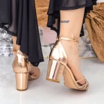 Sandale Dama cu Toc gros 2RG11 Champagne » meishop.life