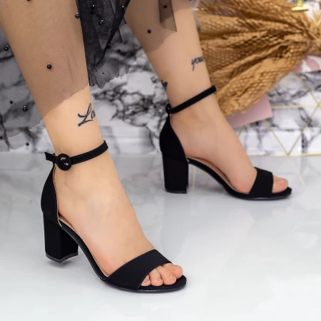 Sandale Dama cu Toc Gros XDR282 Negru » meishop.life