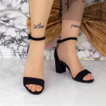 Sandale Dama cu Toc Gros XDR282 Negru » meishop.life