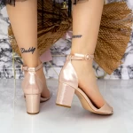 Sandale Dama cu Toc Gros XDR282 Champagne » meishop.life