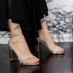 Sandale Dama cu Toc gros 2XKK28 Champagne » meishop.life