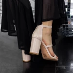 Sandale Dama cu Toc gros 2XKK38 Bej » meishop.life
