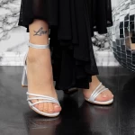 Sandale Dama cu Toc gros 2XKK32 Argintiu » meishop.life