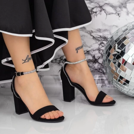 Sandale Dama cu Toc gros 2XKK58 Negru » meishop.life