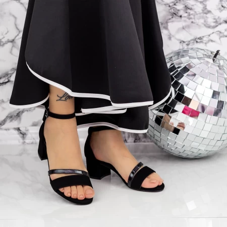 Sandale Dama cu Toc gros 2XKK85 Negru » meishop.life