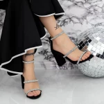 Sandale Dama cu Toc gros 2XKK86 Negru » meishop.life