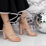 Sandale Dama cu Toc gros 2XKK86 Champagne » meishop.life